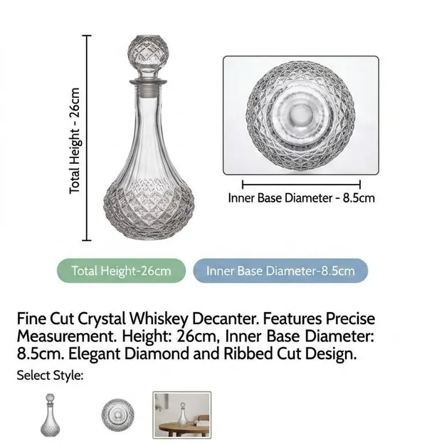 The_Pinnacle_of_Shubh_Aura_collection_our_Grand_Imperial_Decanter_and_set_of_4_glasses_features_a_classic_diamond_cut_base_and_hand_polished_Sphere_Stopper_Engineered_for_optimal_aeration_and_unmatched_Briliance,_Its_more_than_Barware-_It�s_a_heirloom_piece_designed_to_celebrate_lifes_most_significant_milestones