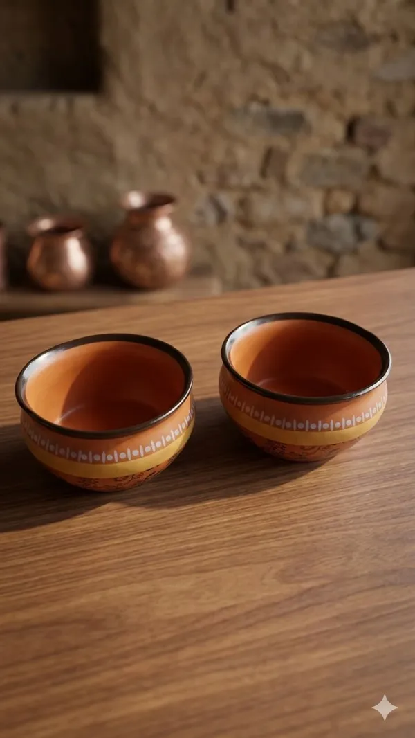 Shubh_Aura_Set_of_6,_Teracotta_handcrafted_and_hand_painted_Bowl_,_made_with_mineral_rich_soil._100%_Natural_and_refine_clay,_free_from_glazes_and_harmful_chemicals,_its_porous_nature_allows_natural_cooling,_It_Bring_earthy_charm_to_your_dining_experience_size_400ml,_height_7cm_&_width_10.5cm
