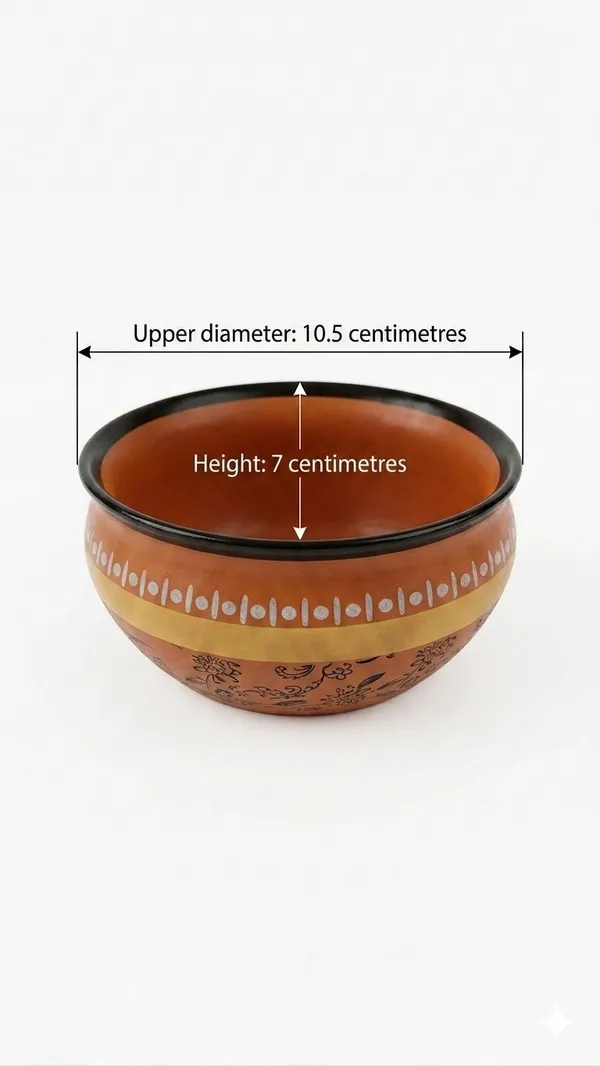 Shubh_Aura_Set_of_6,_Teracotta_handcrafted_and_hand_painted_Bowl_,_made_with_mineral_rich_soil._100%_Natural_and_refine_clay,_free_from_glazes_and_harmful_chemicals,_its_porous_nature_allows_natural_cooling,_It_Bring_earthy_charm_to_your_dining_experience_size_400ml,_height_7cm_&_width_10.5cm