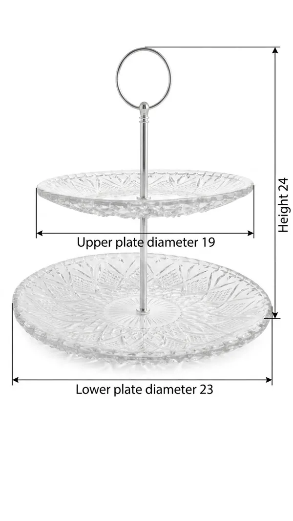 Shubhaura_pack_of_1,_Embossed_heavy_glass,_2_tier_cup_cake_stand,_Perfact_for_serving_Pasteries,_cup_cakes,_or_appetizers,_This_round_two_tier_stand_is_completely_functional_to_use_in_home_parties.