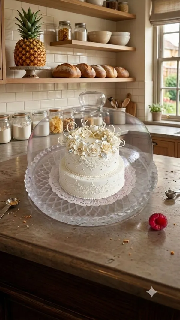 Shubh_Aura_Glass_cake/dessert_stand_with_glass_cloche_10"_dia,_heavy_weight_Embossed_glass_plate_and_Glass_Cloche_to_cover,_perfect_for_serving_cake_&_dessert_in_home_parties