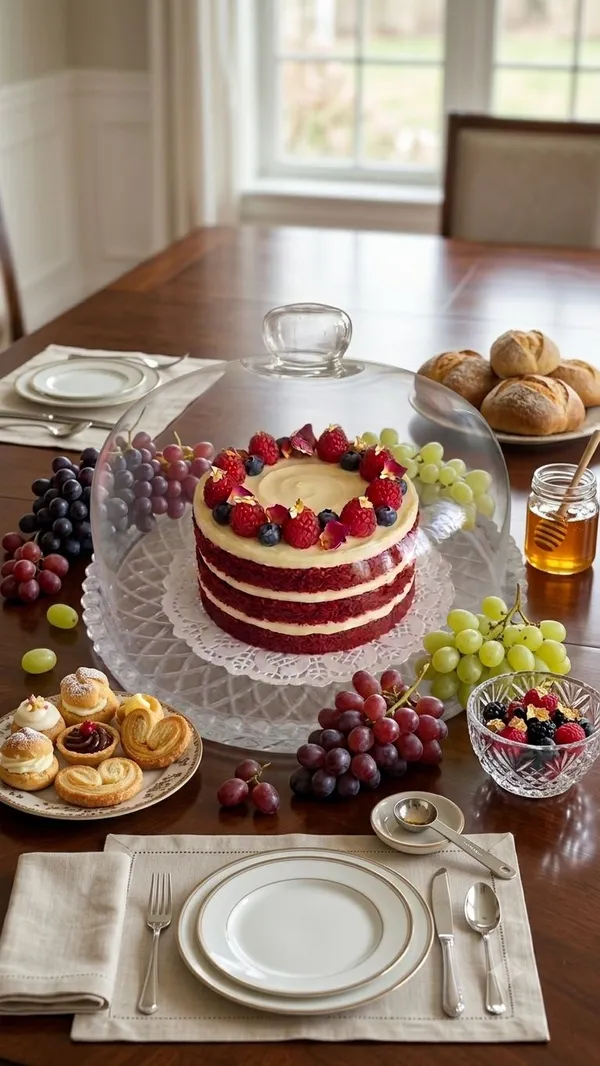 Shubh_Aura_Glass_cake/dessert_stand_with_glass_cloche_10"_dia,_heavy_weight_Embossed_glass_plate_and_Glass_Cloche_to_cover,_perfect_for_serving_cake_&_dessert_in_home_parties