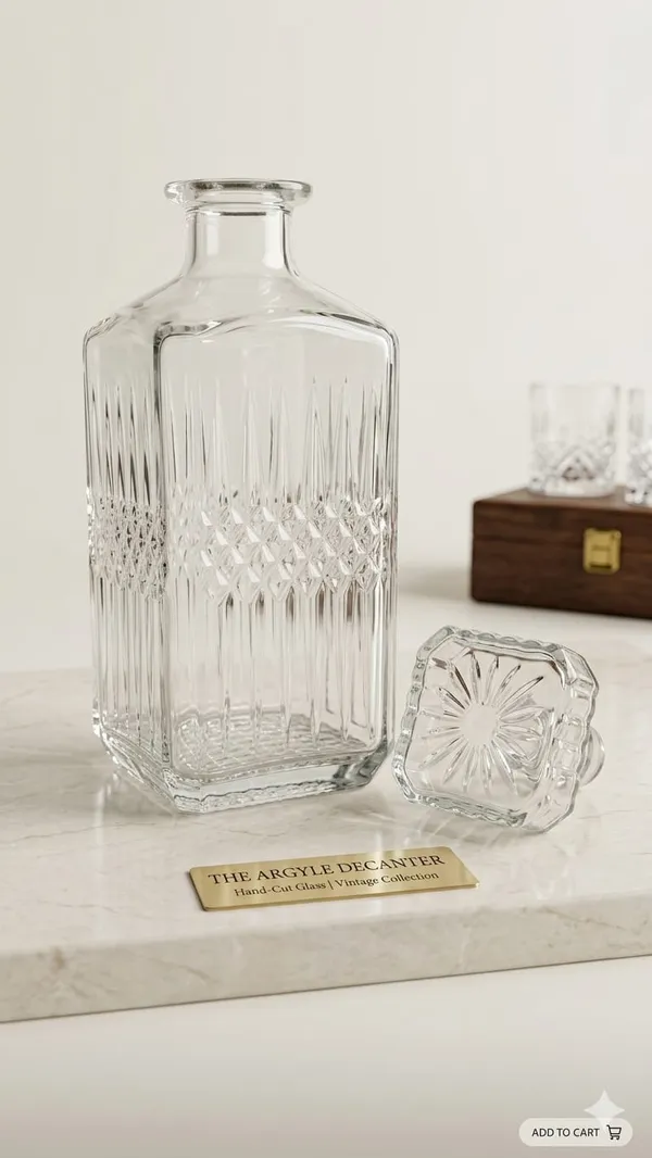 The_Pinnacle_of_Shubh_Aura_collection_our_Grand_Imperial_Decanter_and_set_of_6_glasses_features_a_classic_diamond_cut_base_and_hand_polished_Sphere_Stopper_Engineered_for_optimal_aeration_and_unmatched_Briliance,_Its_more_than_Barware-_It�s_a_heirloom_piece_designed_to_celebrate_lifes_most_significant_milestones