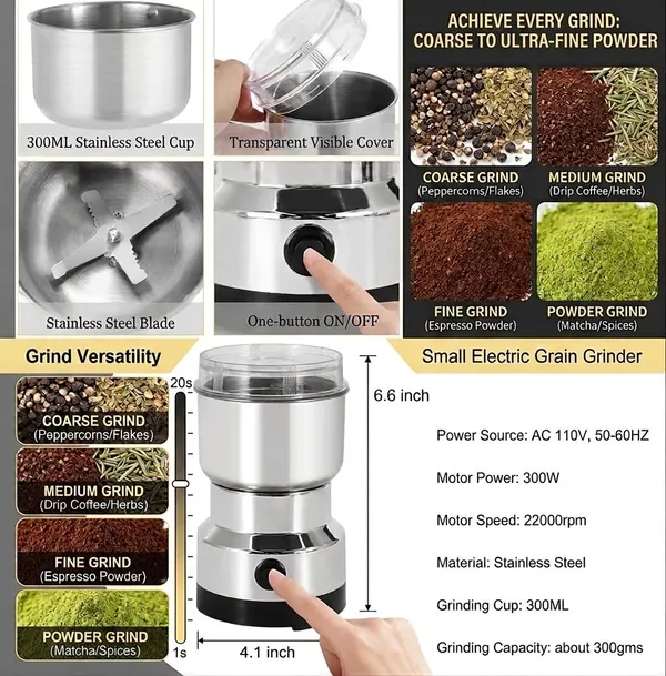Electric_Coffee_&_Spice_Grinder_300W,_Stainless_Steel_Mini_Mixer_Grinder_for_Dry_Masala,_Coffee_Beans,_Nuts,_Seeds_&_Herbs,_Multipurpose_Portable_Kitchen_Grinder,_Silver