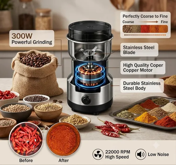 Electric_Coffee_&_Spice_Grinder_300W,_Stainless_Steel_Mini_Mixer_Grinder_for_Dry_Masala,_Coffee_Beans,_Nuts,_Seeds_&_Herbs,_Multipurpose_Portable_Kitchen_Grinder,_Silver
