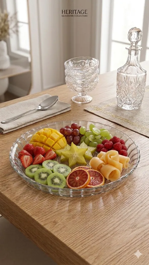 Shubh_Aura_Pack_of_1,_premium_borosilicate_embossed_design_platter,_size_10"_perfect_for_snack_serving