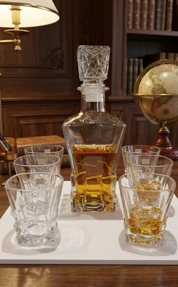Shubh_Aura_hand_made_artisanal_Decanter_&_Stemware_with_6_set_of_glass_260ml_ideal_for_Aged_Spirits,_Fine_Wine_and_Bar_Statements._Its_Perfect_for_everyday_indulgence_&_festive_celebration