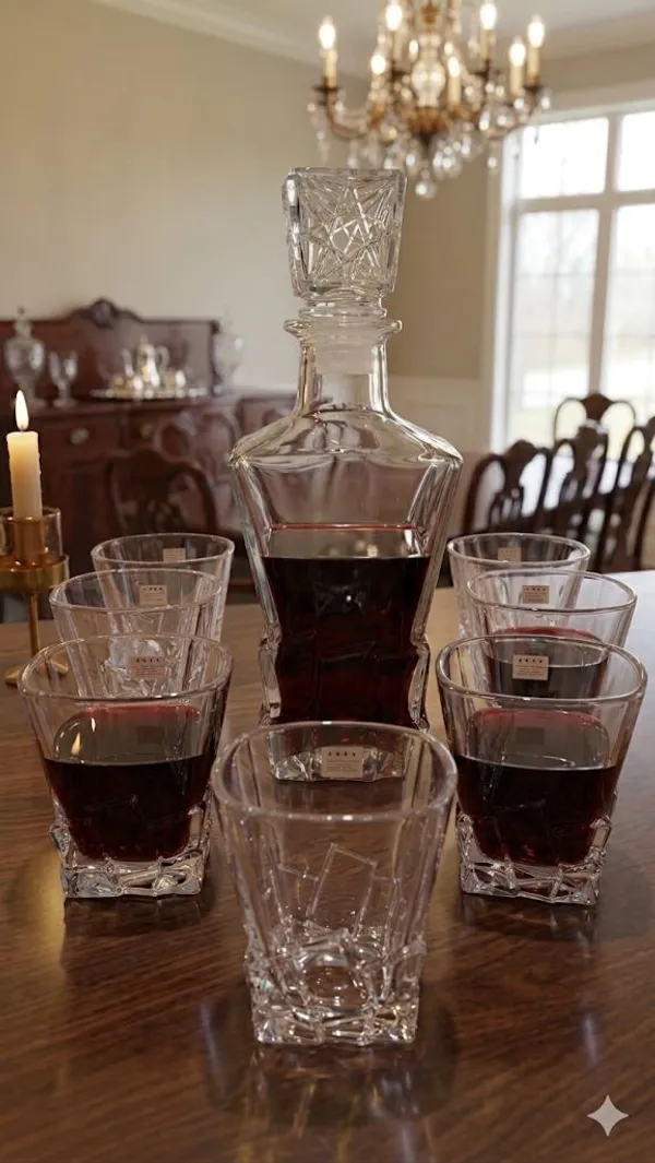 Shubh_Aura_hand_made_artisanal_Decanter_&_Stemware_with_6_set_of_glass_260ml_ideal_for_Aged_Spirits,_Fine_Wine_and_Bar_Statements._Its_Perfect_for_everyday_indulgence_&_festive_celebration