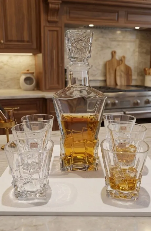 Shubh_Aura_hand_made_artisanal_Decanter_&_Stemware_with_6_set_of_glass_260ml_ideal_for_Aged_Spirits,_Fine_Wine_and_Bar_Statements._Its_Perfect_for_everyday_indulgence_&_festive_celebration