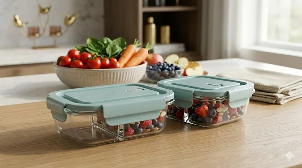Shubhaura_set_of_2,_borosilicate_heavy_glass,_lunch_box,_size_600ml_with_2_compartment,_320ml_single_compartment,_microwave_safe,_air_tight,_leak_proof