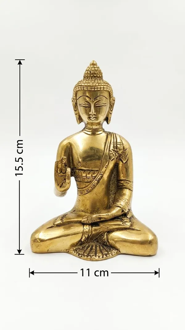 Shubh_Aura_premium_100%_Pure_Brass_hand_crafted_Buddha_Statue,_Its_Meditative_peace_in_magestic_Brass_for_timeless_beauty,_Its_perfect_for_gifting,_Height_15.5cm_&_width_11cm,_weight_950gms