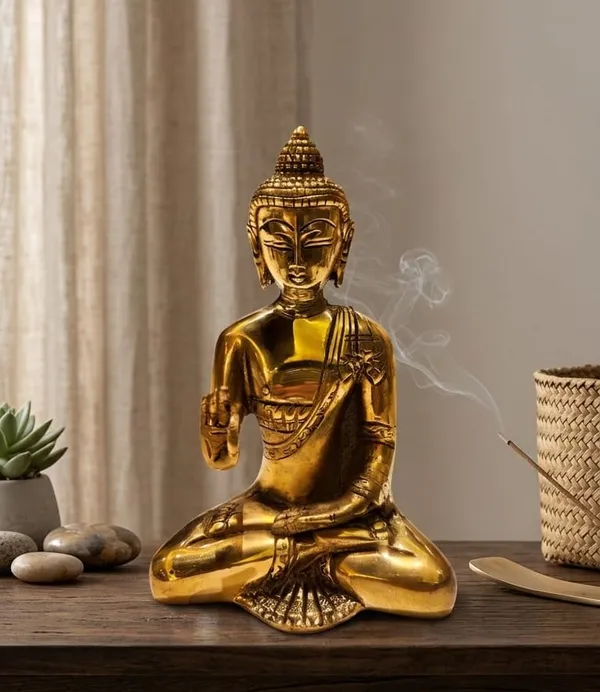 Shubh_Aura_premium_100%_Pure_Brass_hand_crafted_Buddha_Statue,_Its_Meditative_peace_in_magestic_Brass_for_timeless_beauty,_Its_perfect_for_gifting,_Height_15.5cm_&_width_11cm,_weight_950gms