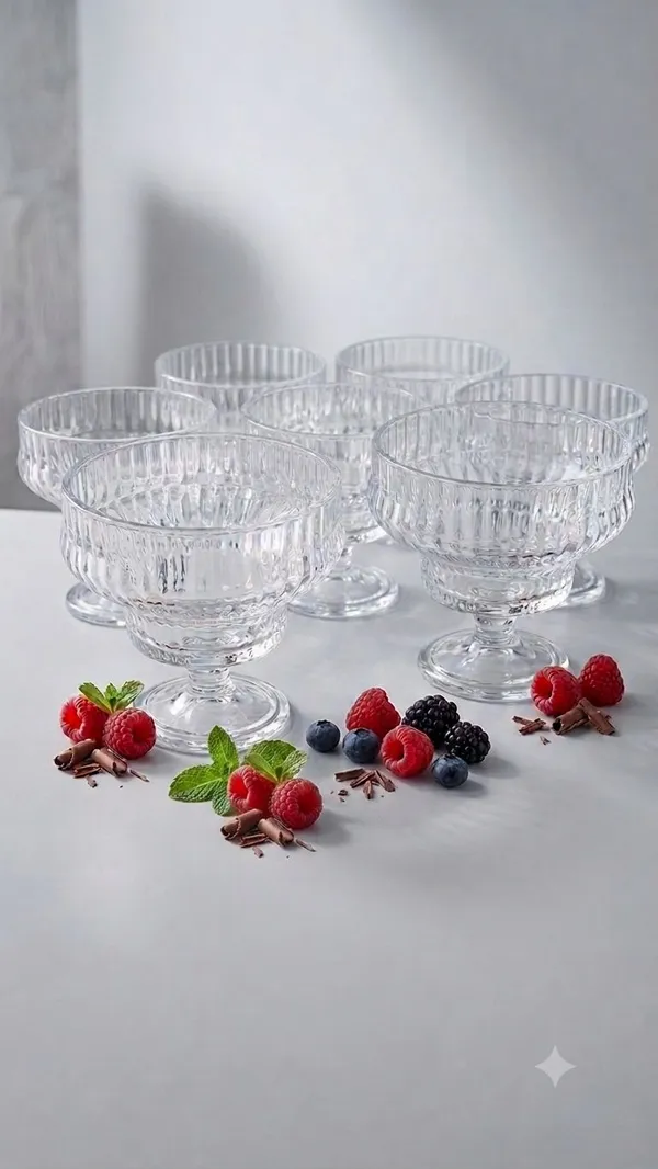 Shubh_Aura_set_of_6_premium_crystal_ribbed_glasses_to_serve_deserts,_parfaits,_mousse_or_fruit_custerd,_perfect_for_home_gathering_&_restaurant_servings_size___or_mocktail_glasses_for_home_and_Restaurants_230ml,_width_12cm_&_height_11cm
