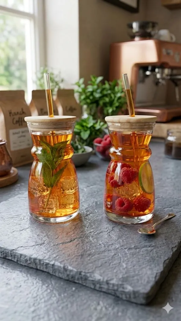 Shubh_Aura_4pc_Japanese_style_Glass_Tumbler_with_Wooden_Lid_and_Straw_for_coffee,_ice_tea,_milk_shakes_and_mocktails_300ml
