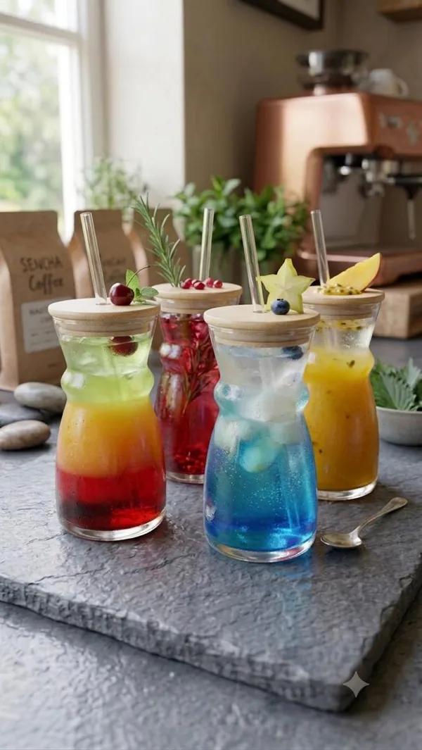 Shubh_Aura_4pc_Japanese_style_Glass_Tumbler_with_Wooden_Lid_and_Straw_for_coffee,_ice_tea,_milk_shakes_and_mocktails_300ml