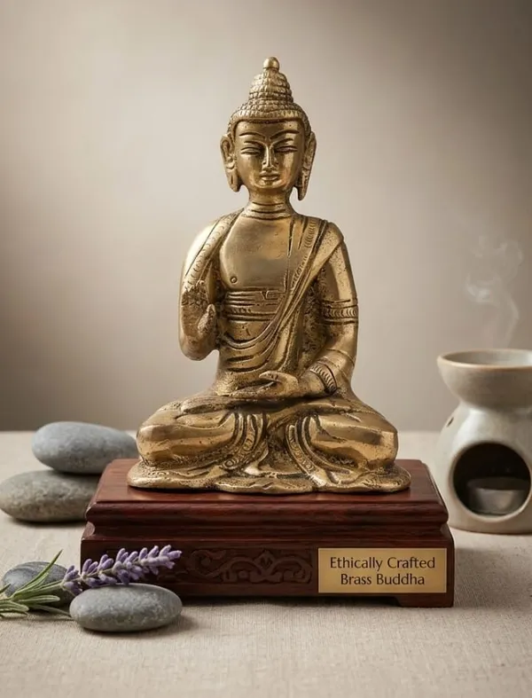 Shubh_Aura_premium_100%_Pure_Brass_hand_crafted_Buddha_Statue,_Its_Meditative_peace_in_magestic_Brass_for_timeless_beauty,_Its_perfect_for_gifting,_Height_12cm_&_width_8.5cm,_weight_580gms