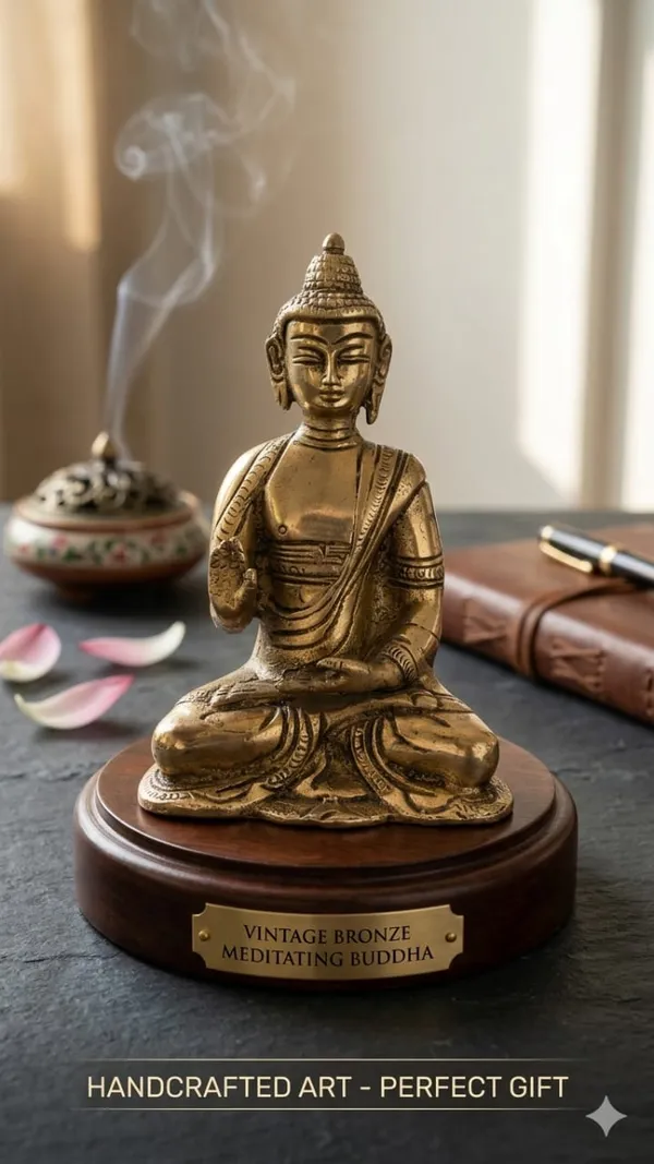 Shubh_Aura_premium_100%_Pure_Brass_hand_crafted_Buddha_Statue,_Its_Meditative_peace_in_magestic_Brass_for_timeless_beauty,_Its_perfect_for_gifting,_Height_12cm_&_width_8.5cm,_weight_580gms