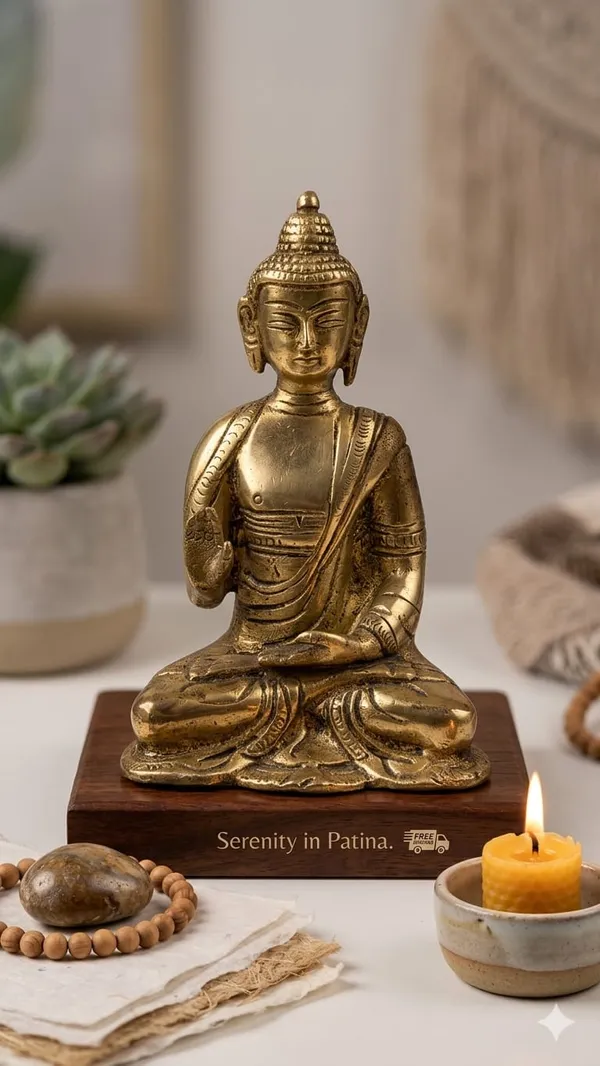 Shubh_Aura_premium_100%_Pure_Brass_hand_crafted_Buddha_Statue,_Its_Meditative_peace_in_magestic_Brass_for_timeless_beauty,_Its_perfect_for_gifting,_Height_12cm_&_width_8.5cm,_weight_580gms
