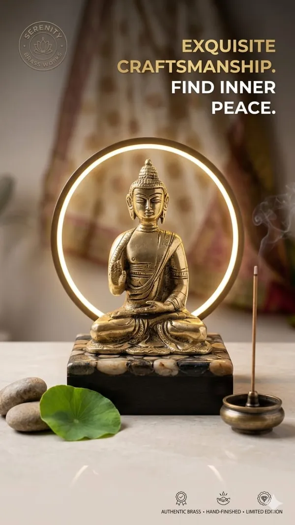 Shubh_Aura_premium_100%_Pure_Brass_hand_crafted_Buddha_Statue,_Its_Meditative_peace_in_magestic_Brass_for_timeless_beauty,_Its_perfect_for_gifting,_Height_12cm_&_width_8.5cm,_weight_580gms