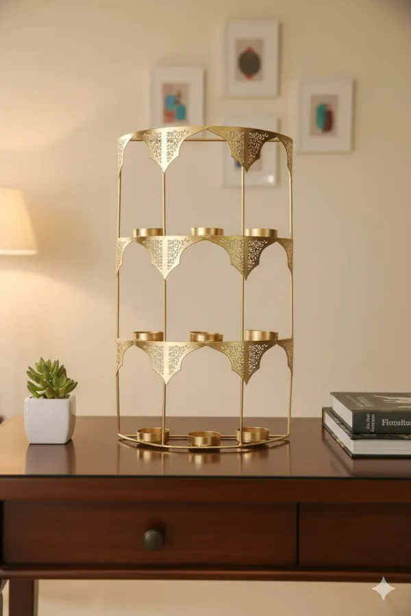 Shubh_Aura_Premium_Gold_finish_Metal_4_Tier_Decorative_Tealight_Holder_excellent_for_home_wall_decor_or_table_top