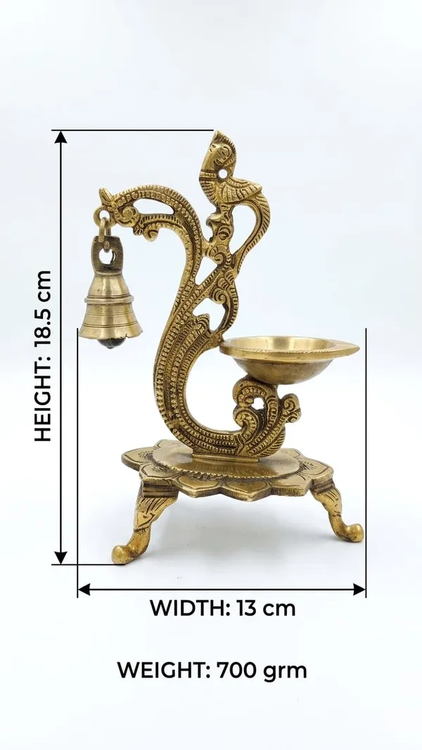 Shubh_Aura_premium_100%_pure_Brass_Peacock_Diya_with_bell_for_Mandir_space_or_gift