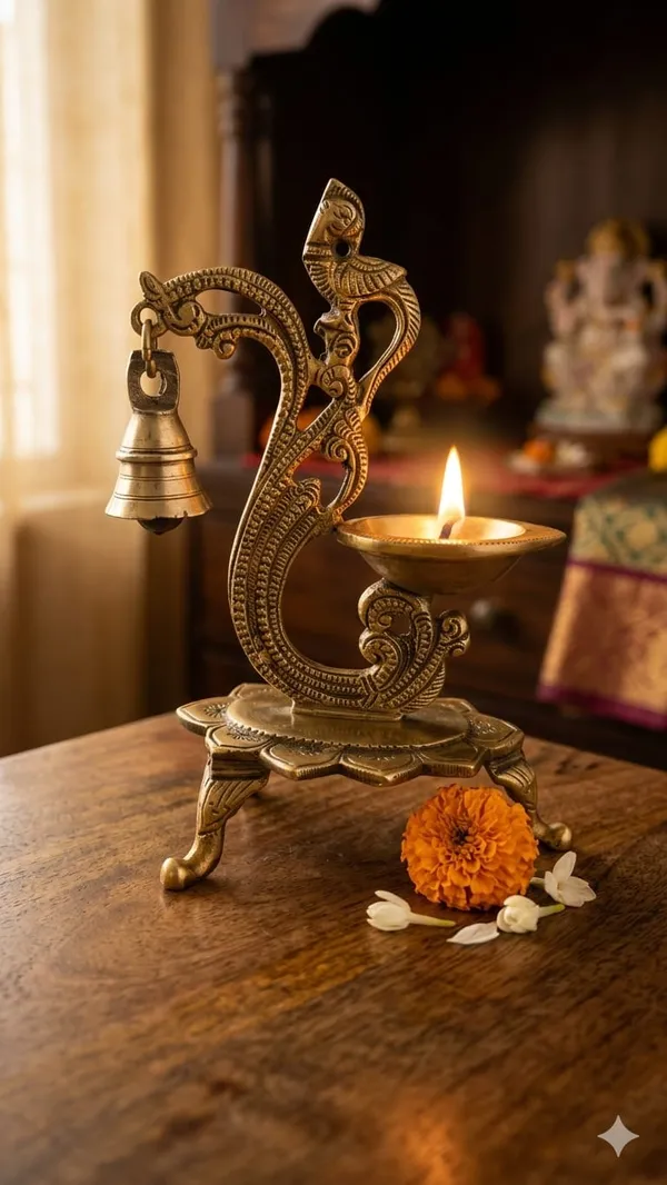 Shubh_Aura_premium_100%_pure_Brass_Peacock_Diya_with_bell_for_Mandir_space_or_gift