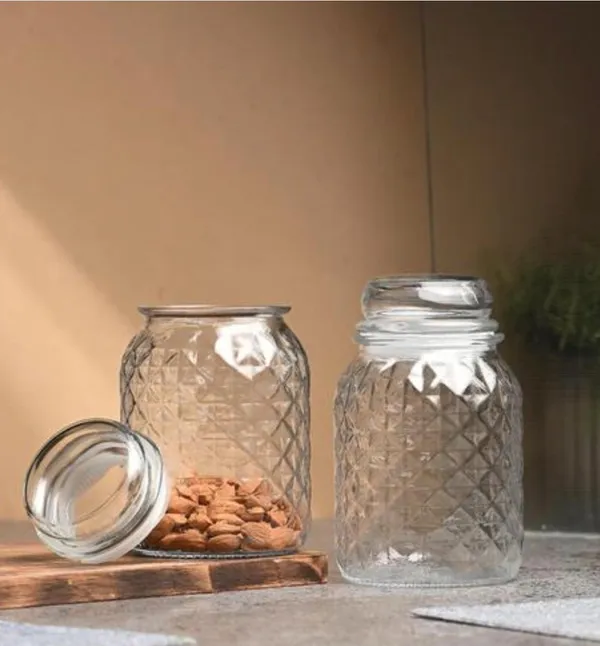 Shubh_Aura_Pack_of_2_1000ml,_heavy_glass_storage_jar,_perfect_for_kitchen_canning,_fermenting,_storing_all_kind_of_dry_fruits,_spices,_tea,_snacks,_sugar,_Lentils