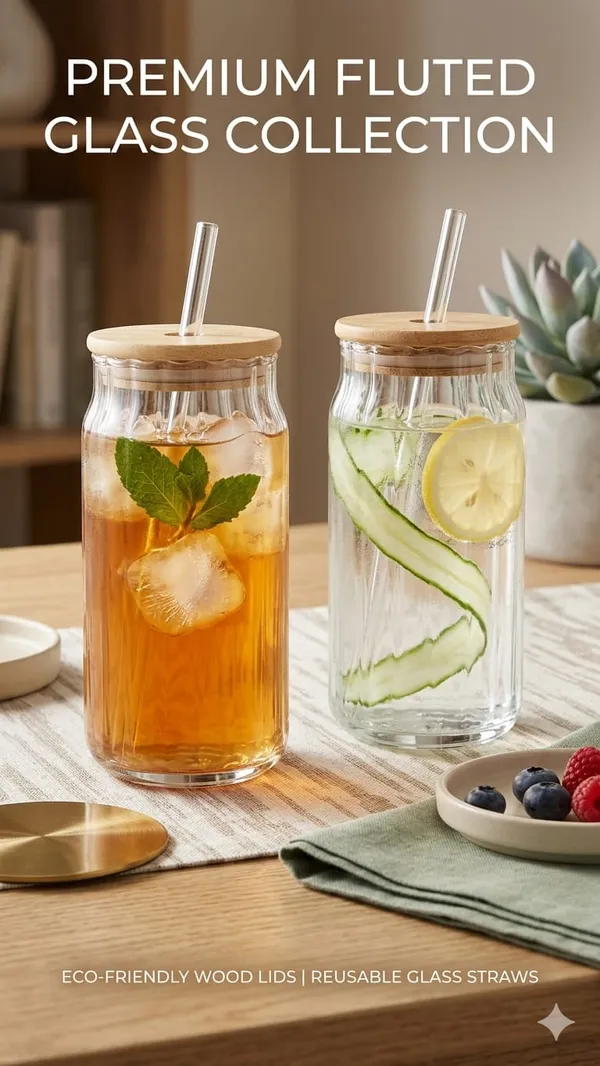 Shubh_Aura_4_pack_fluted_glass_tumbler_set_with_lid_and_glass_straw_for_ice_tea,_coffee,_moctails,_juices_500ml_each