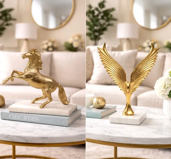 Shubh_Aura_Premium_Gold_finish_set_of_2_Animal_Figurine_for_home_decor_&_for_Gift,_Horse_12"x3.25"x8"_&_Eagle_12"x4"x15.75"