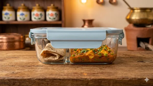 Shubhaura_1000ml_size,_pack_of_1,_borosilicate_heavy_glass_lunch_box_with_2_compartment,_microwave_safe,_air_tight,_leak_proof_size