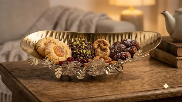 Subh_Aura_pack_of_1_premium_Metal_decorative_Tray_for_serving_dry_fruit,_appetizers,_cookies_for_Home_gathering,_Length_36cm_with_16cm_width