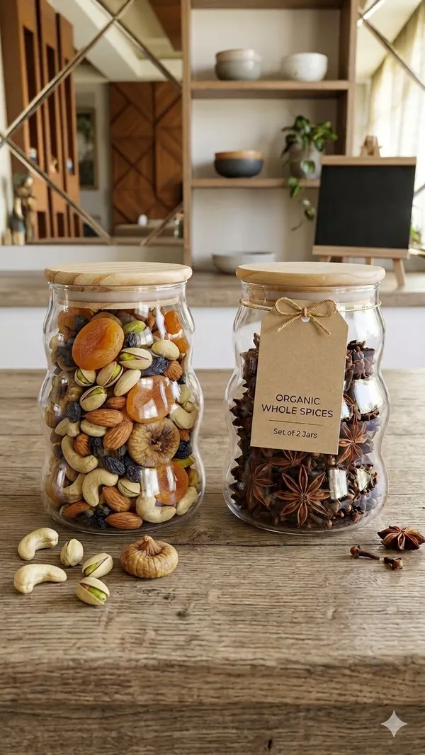 Shubh_Aura_Pack_of_4,_premium_glass_catarpillar_design_air_tight_jar_container_with_wooden_lid,_size_500ml