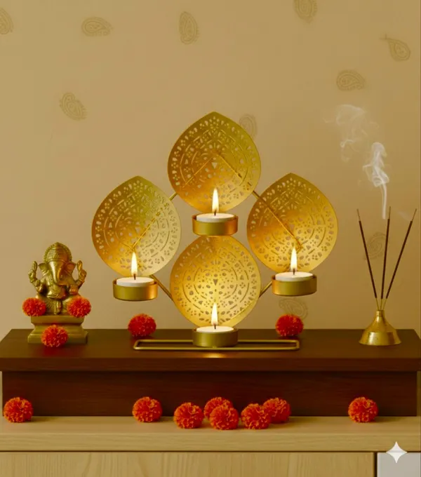 Shubh_Aura_Premium_Gold_finish_Metal_Mandala_tea_light_holder_good_for_home_decor,_table_top_or_Mandir_Space