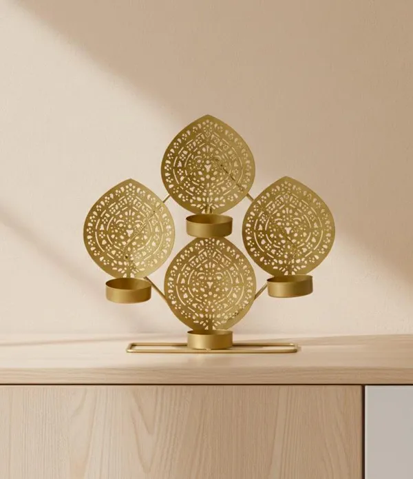 Shubh_Aura_Premium_Gold_finish_Metal_Mandala_tea_light_holder_good_for_home_decor,_table_top_or_Mandir_Space