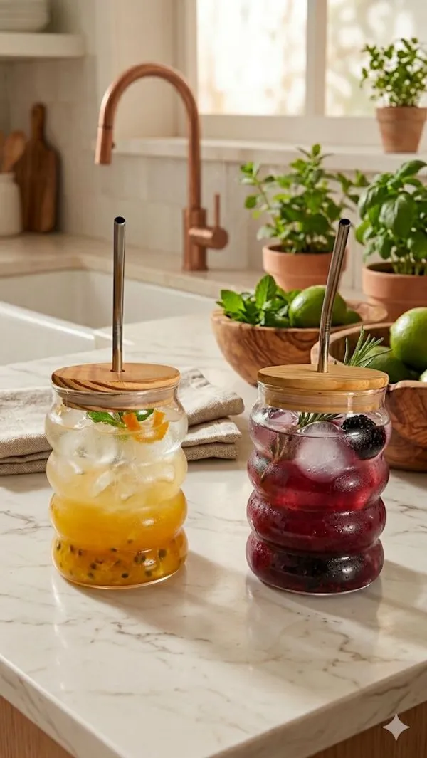 Shubh_Aura_set_of_4,__tiered_caterpillar_tumbler_with_wooden_lid_&_glass_straw_500ml_each