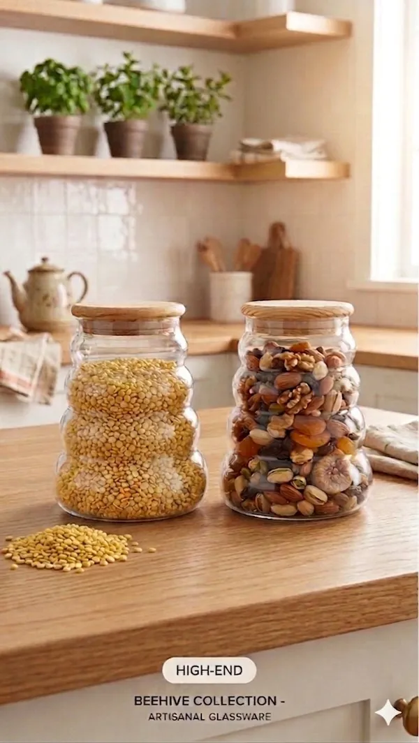 Shubh_Aura_Pack_of_2,_premium_glass_catarpillar_design_air_tight_jar_container_with_wooden_lid,_size_500ml