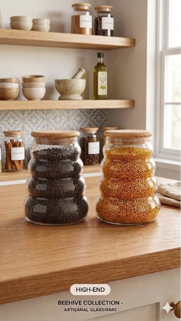 Shubh_Aura_Pack_of_2,_premium_glass_catarpillar_design_air_tight_jar_container_with_wooden_lid,_size_500ml