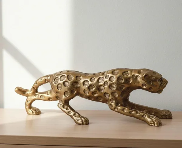 Shubh_Aura_Premium_Gold_finish_heavy_metal_Leopard_Animal_Figurine_for_home_decor_size_12"x3.25"x3.75"_weight_1.3kgs