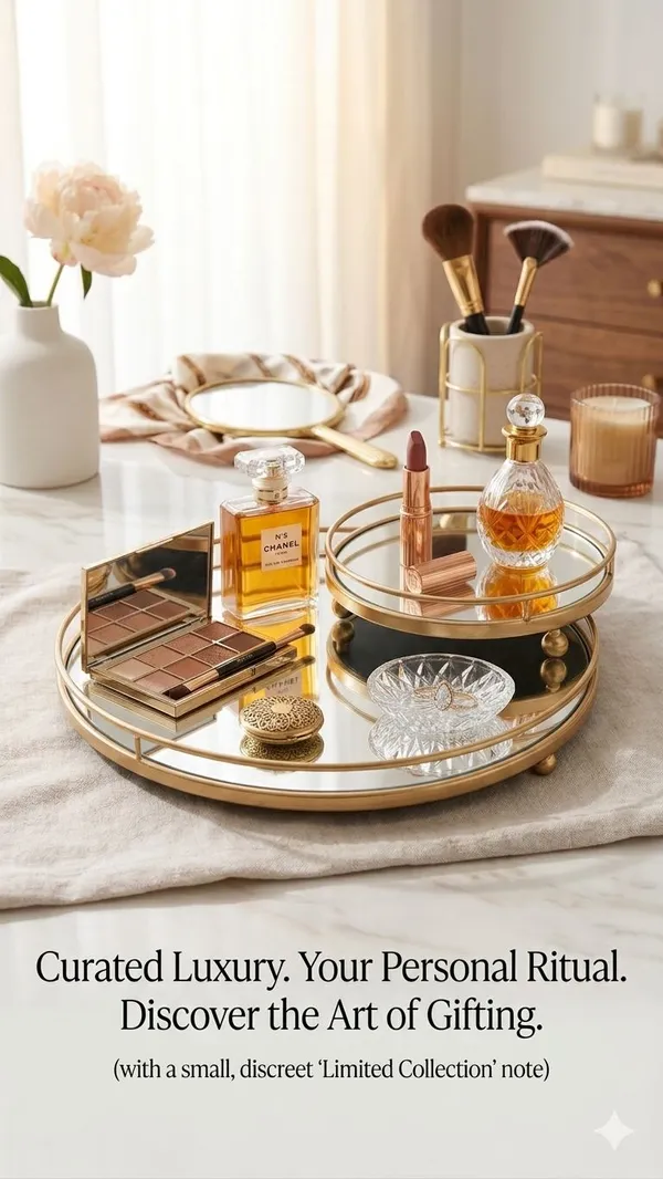 Shubh_Aura_Gold_color_premium_mirror_glass_round_tray_multi_purpose_to_use_for_serving_or_make_up_organiser