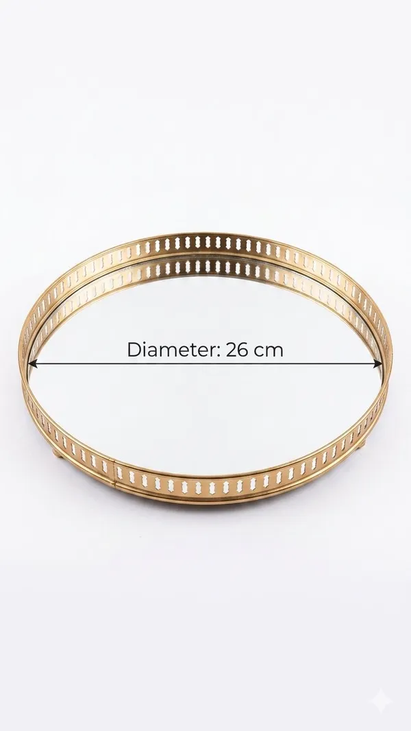 Shubh_Aura_Gold_color_premium_mirror_glass_round_tray_multi_purpose_to_use_for_serving_or_make_up_organiser