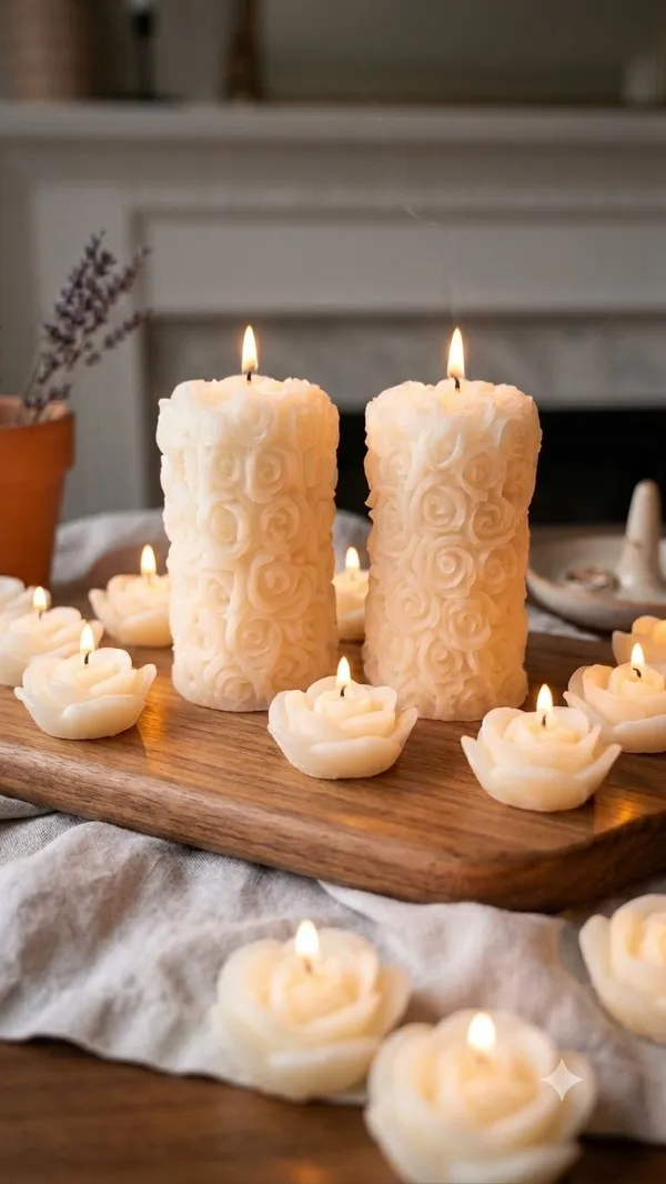 Shubh_Aura_100%_pure_Soy_Wax_scented_Candles_set_of_10.__8_flower_shape_floated_candles_&_2_3D_Flower_shape_small_Pillar_Candle,_Beautiful_for_decoration_&_Gifting