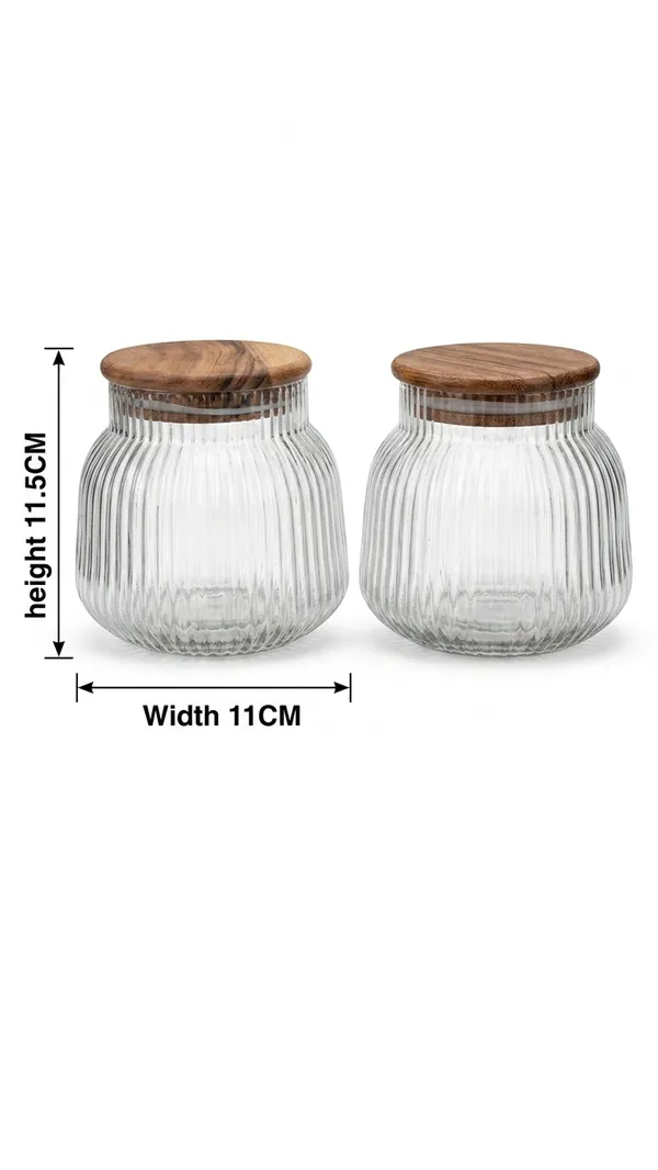 Shubh_Aura_Pack_of_2,_heavy_glass_fluted_design_air_tight_jar_container_with_wooden_lid_for_kitchen_storage_size_800ml
