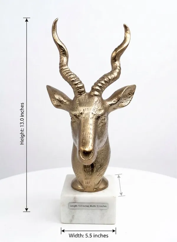 Shubh_Aura_Premium_Gold_Finish_Metal_Royal_Antelope_On_Marble_for_home_decor,_Table_top_size_5.5"x7.25"x12.5"