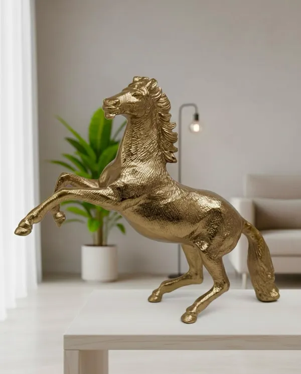 Shubh_Aura_Premium_Gold_finish_Heave_metal_Stallion_Animal_Figurine_for_home_decor_Size_12"x3.25"x8"