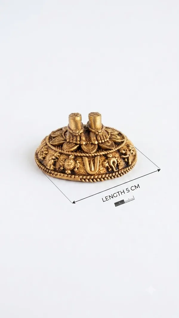 Shubh_Aura_100%_Pure_Brass_hand_crafted_fine_design_Balaji_Paduka._2"_Bala_ji_Padam,_Perfect_for_Puja,_Temple