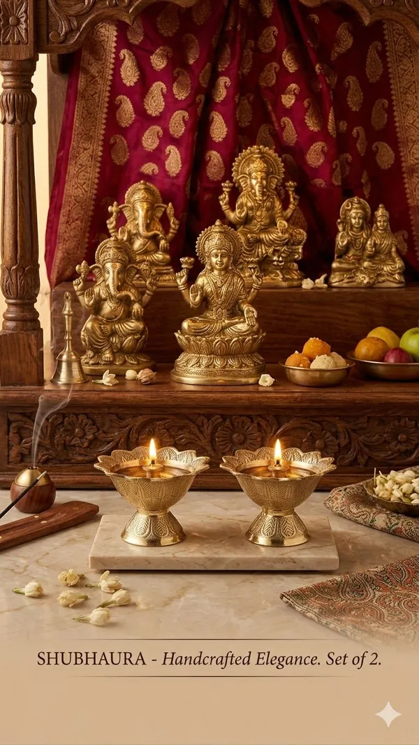Shubh_Aura_set_of_2_100%_Pure_Brass_hand_crafted_Diya_for_Pooja,__Its_carved_embossed_design_bring_a_touch_of_tradition_and_added_charm_to_pooja_space_height_6cm_&_dia_6cm