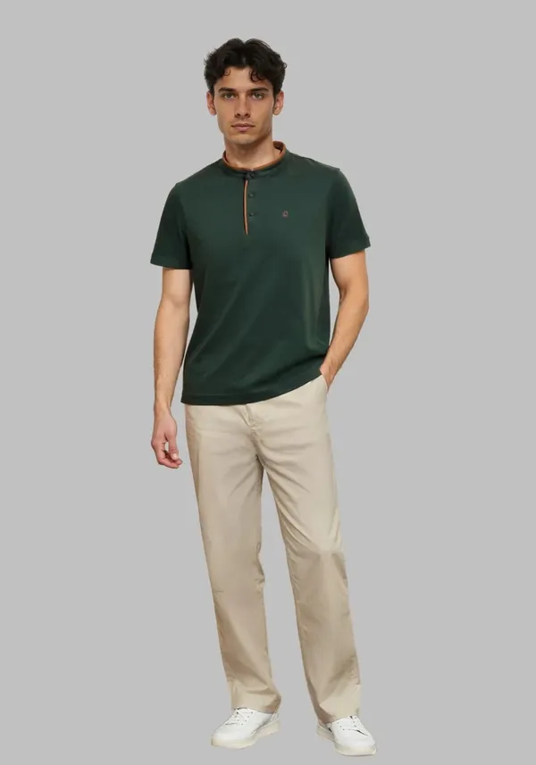 Bottle_Green_Terra_Suede_Mandarin_Lustra_Cotton_Polo_T_Shirt_For_Men