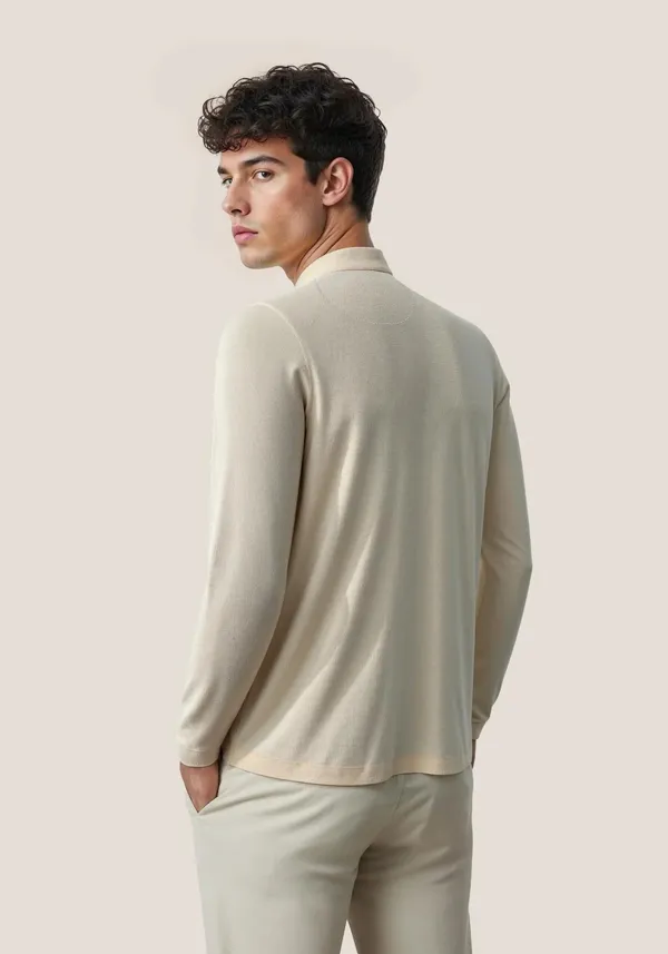 Cream_Lineage_Textu_Henley_Warm_Cotton_Waffle_Polo_T_Shirt_For_Men