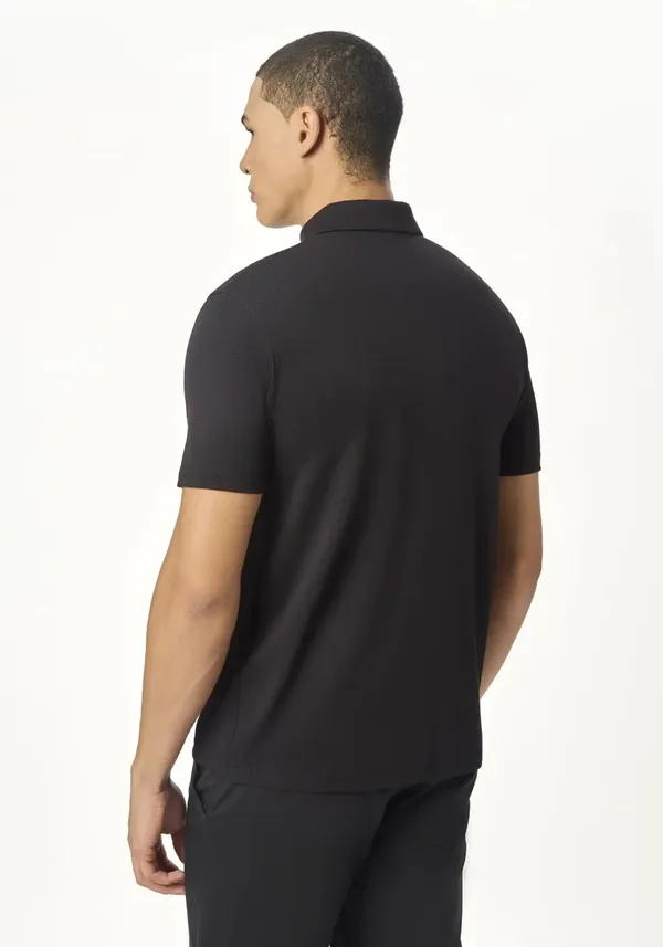 Black_Zipper_Cotton_Pique_Polo_T_Shirt_For_Men
