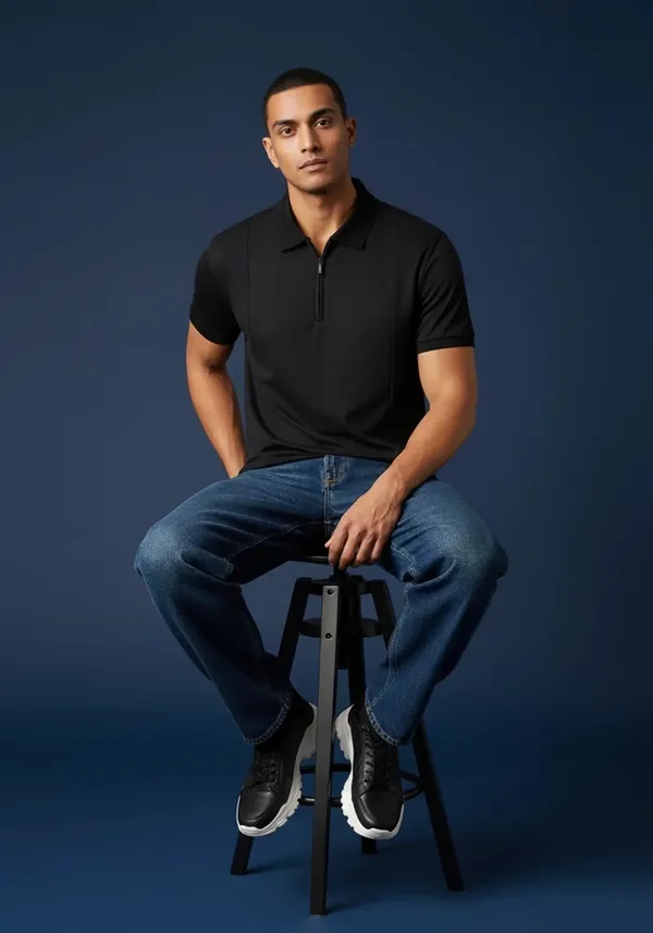 Black_Noir_Luxe_Zipper_Lustra_Cotton_Polo_T_Shirt_For_Men